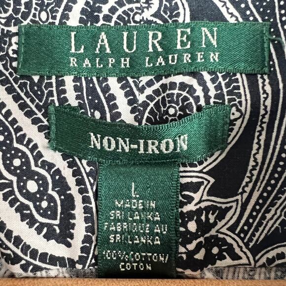 Lauren Ralph Lauren Womens‎ L Paisley Non-Iron Shirt Preppy Career Office Blouse - Picture 4 of 9